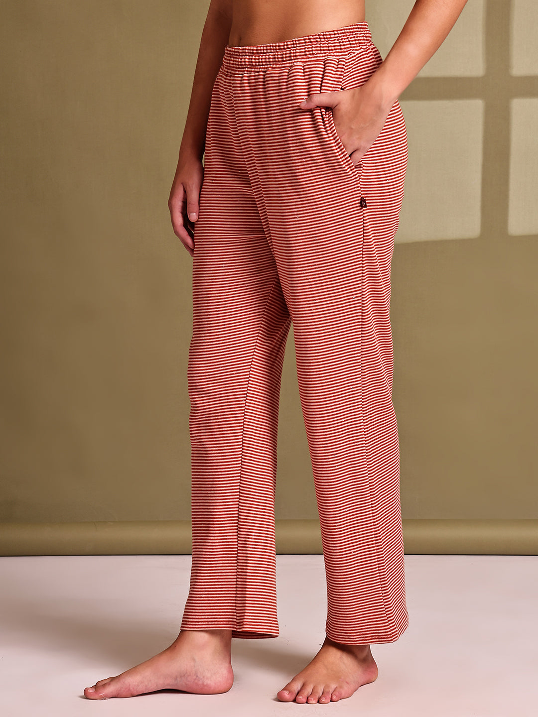 Red Stripe Cotton Hosiery Lounge Pant