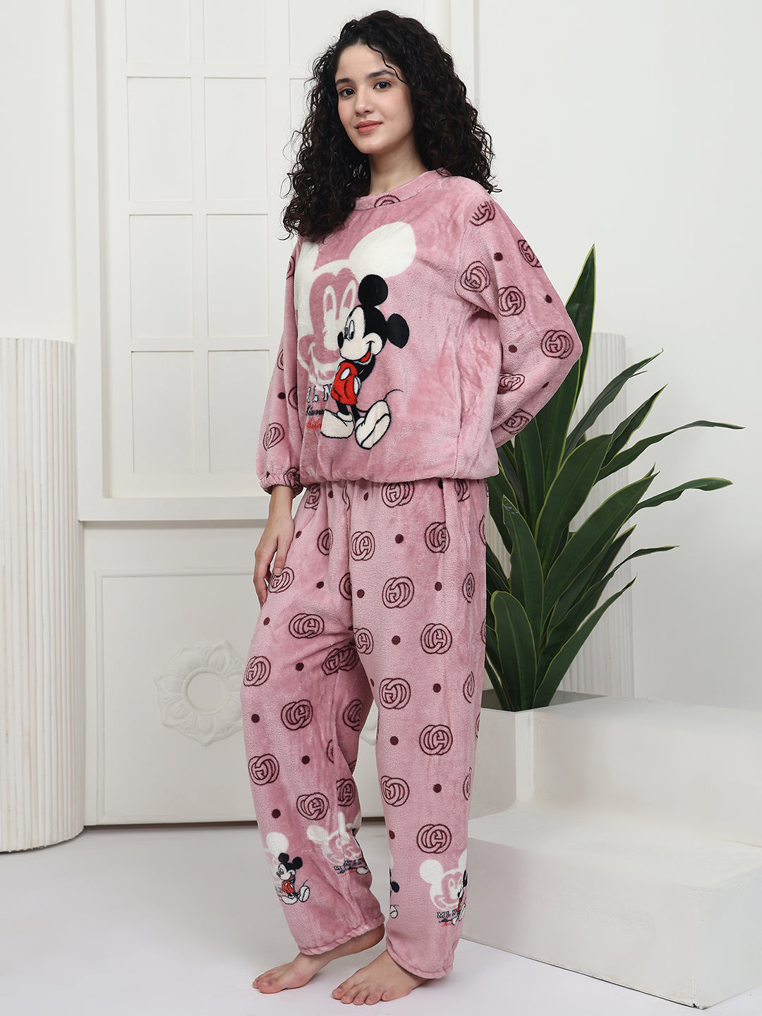 Pink Mickey Fur Winter Set