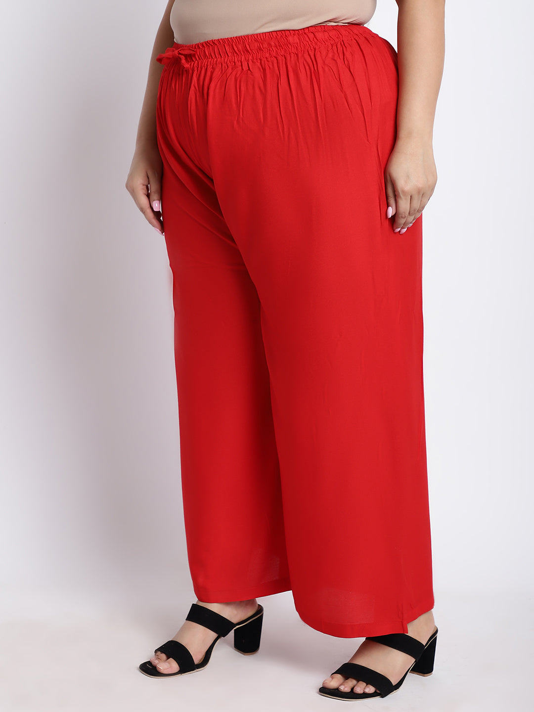 Red Rayon Plus Palazzo