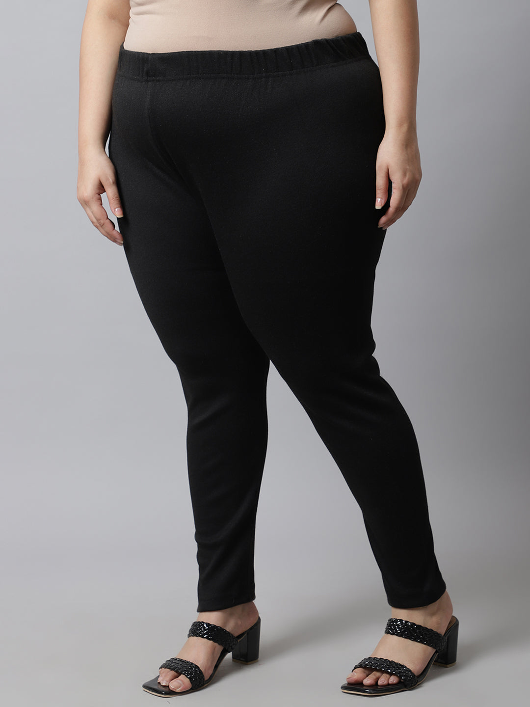 Black Woolen Ankle-Length Plus Legging