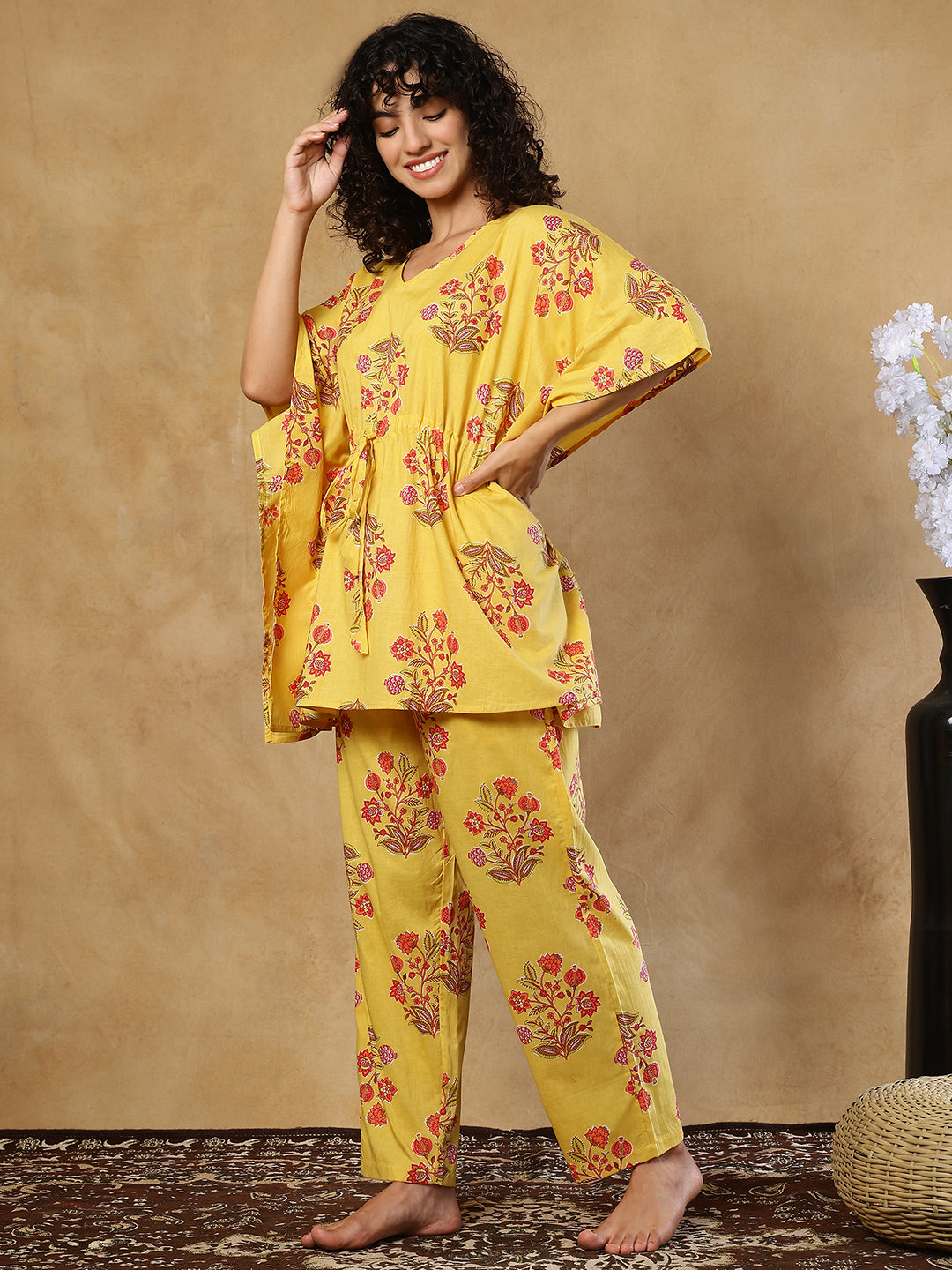 Genda Phool Cotton Kaftan Set