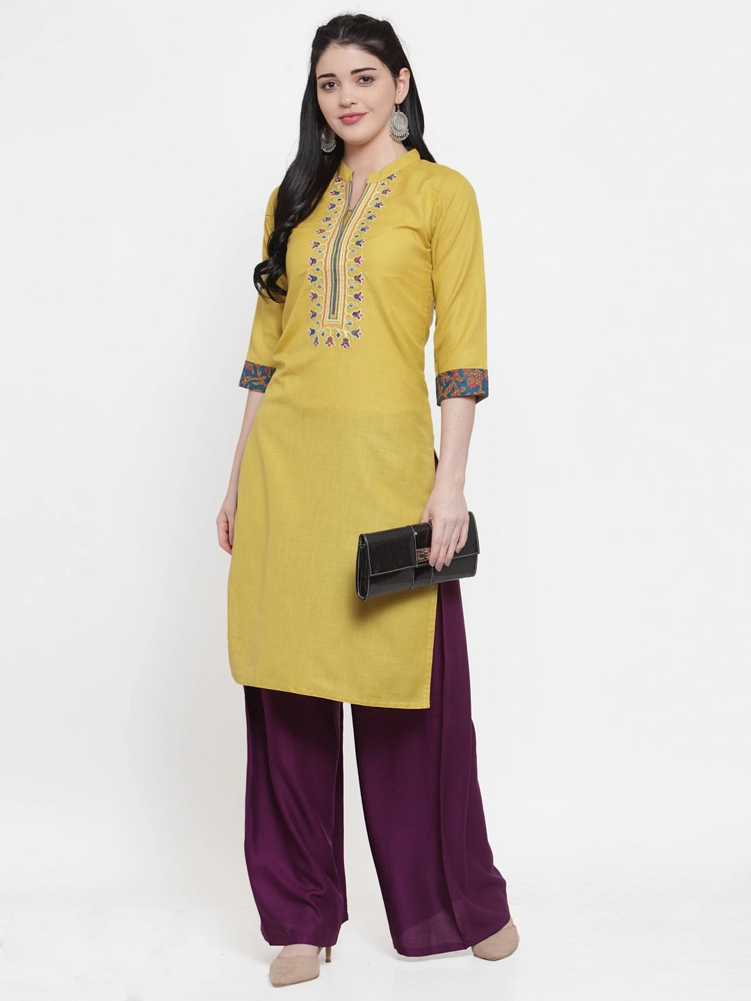 Purple Solid Rayon Palazzo
