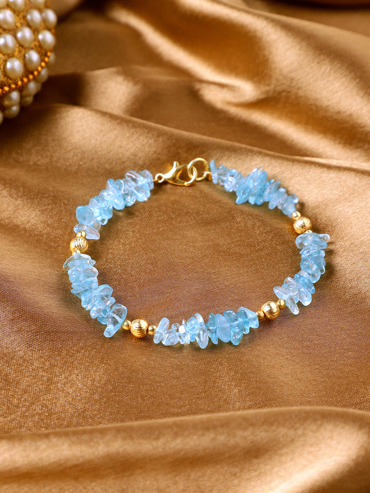 Blue Topaz Golden Charms Chain Bracelet