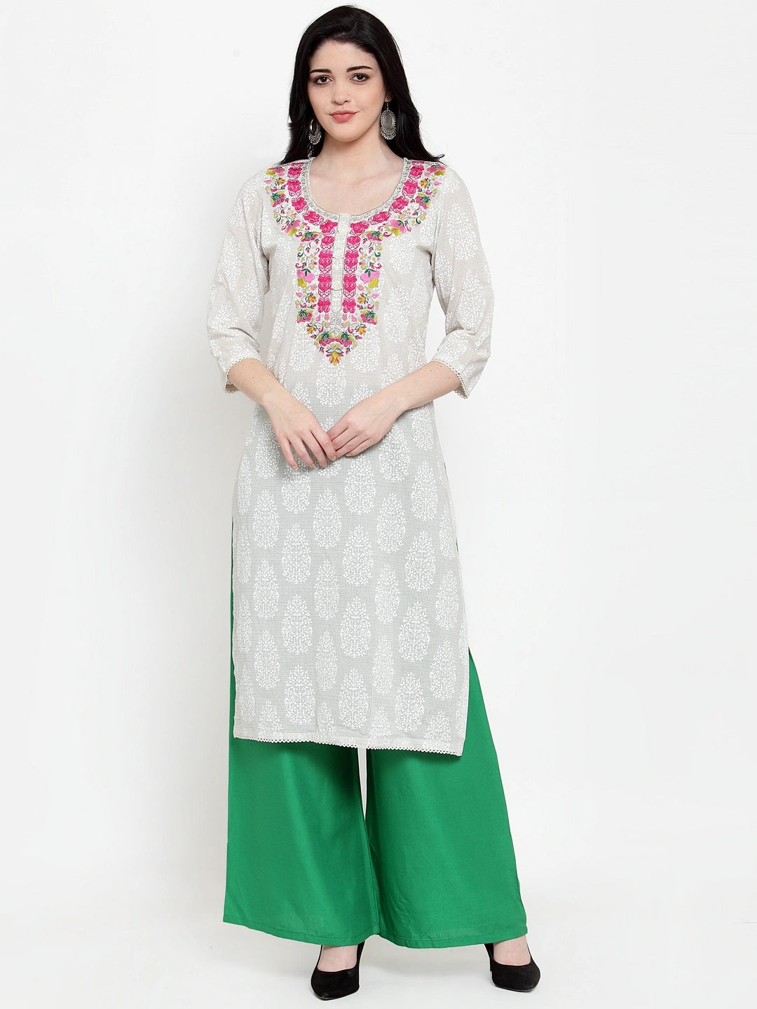 Forest Green Solid Rayon Palazzo
