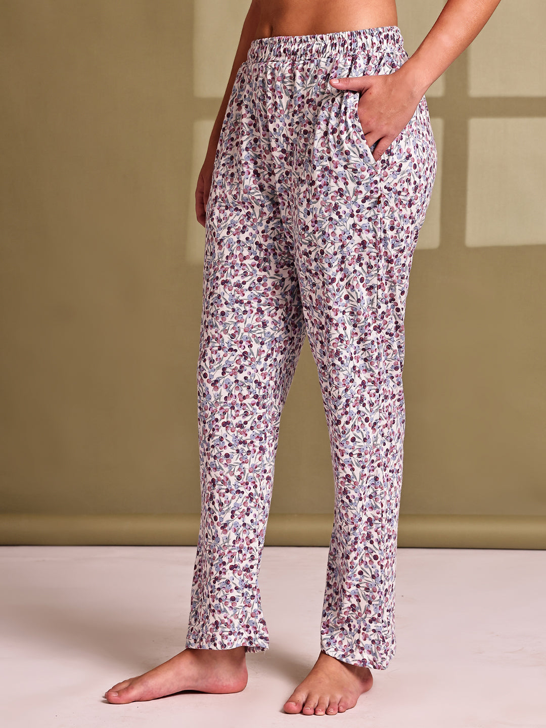 Pink Buds Cotton Hosiery Lounge Pant