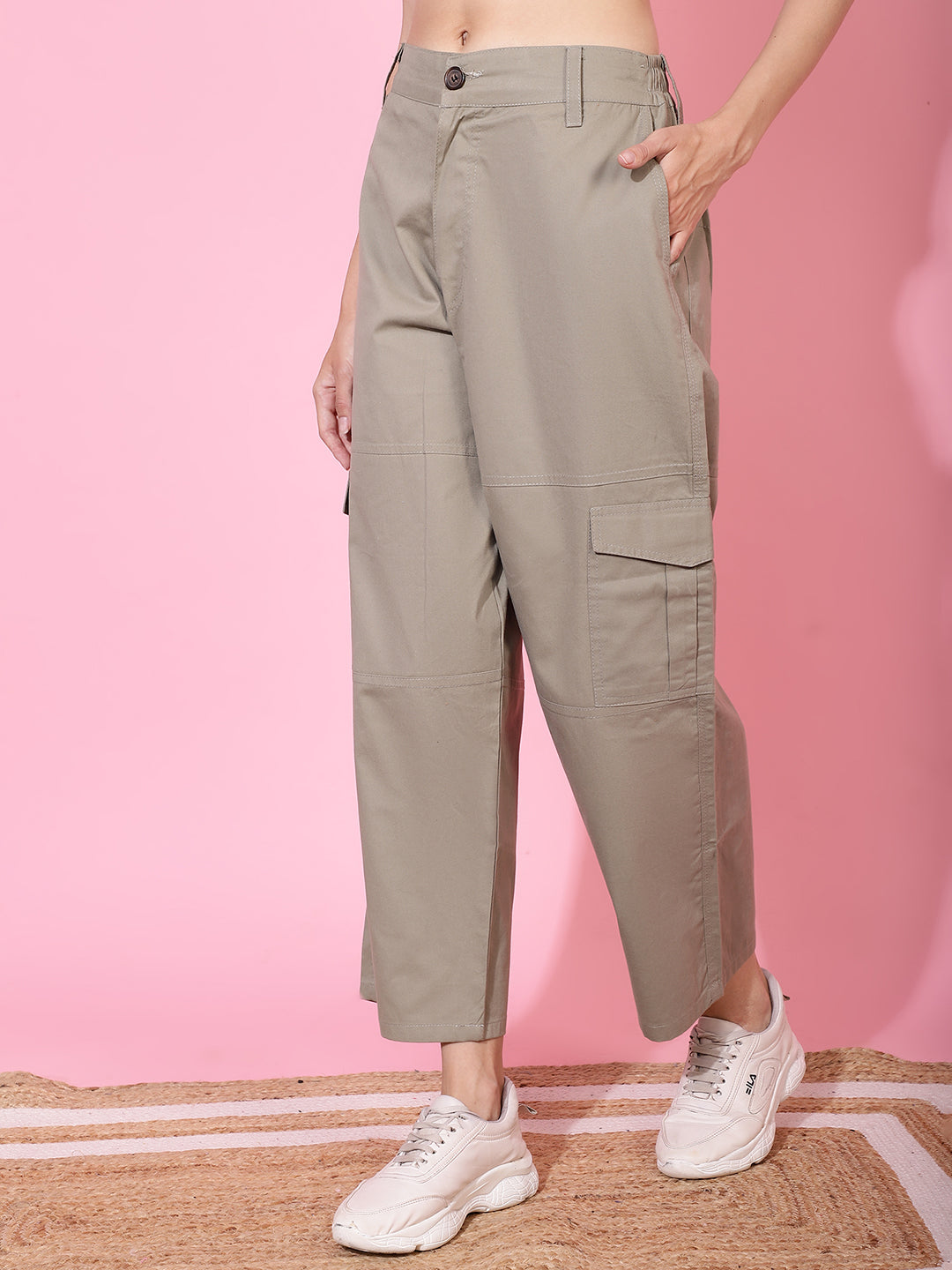 Sage Green High-Rise Utility Cargos