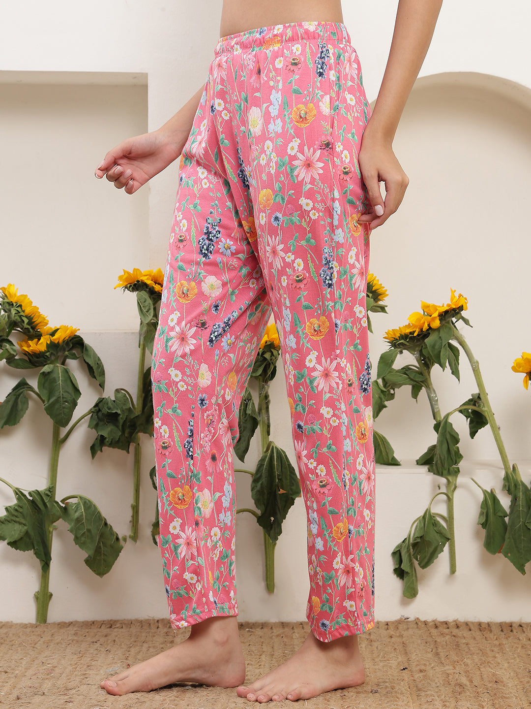 Pink Vineyard Printed Cotton Lounge Pant