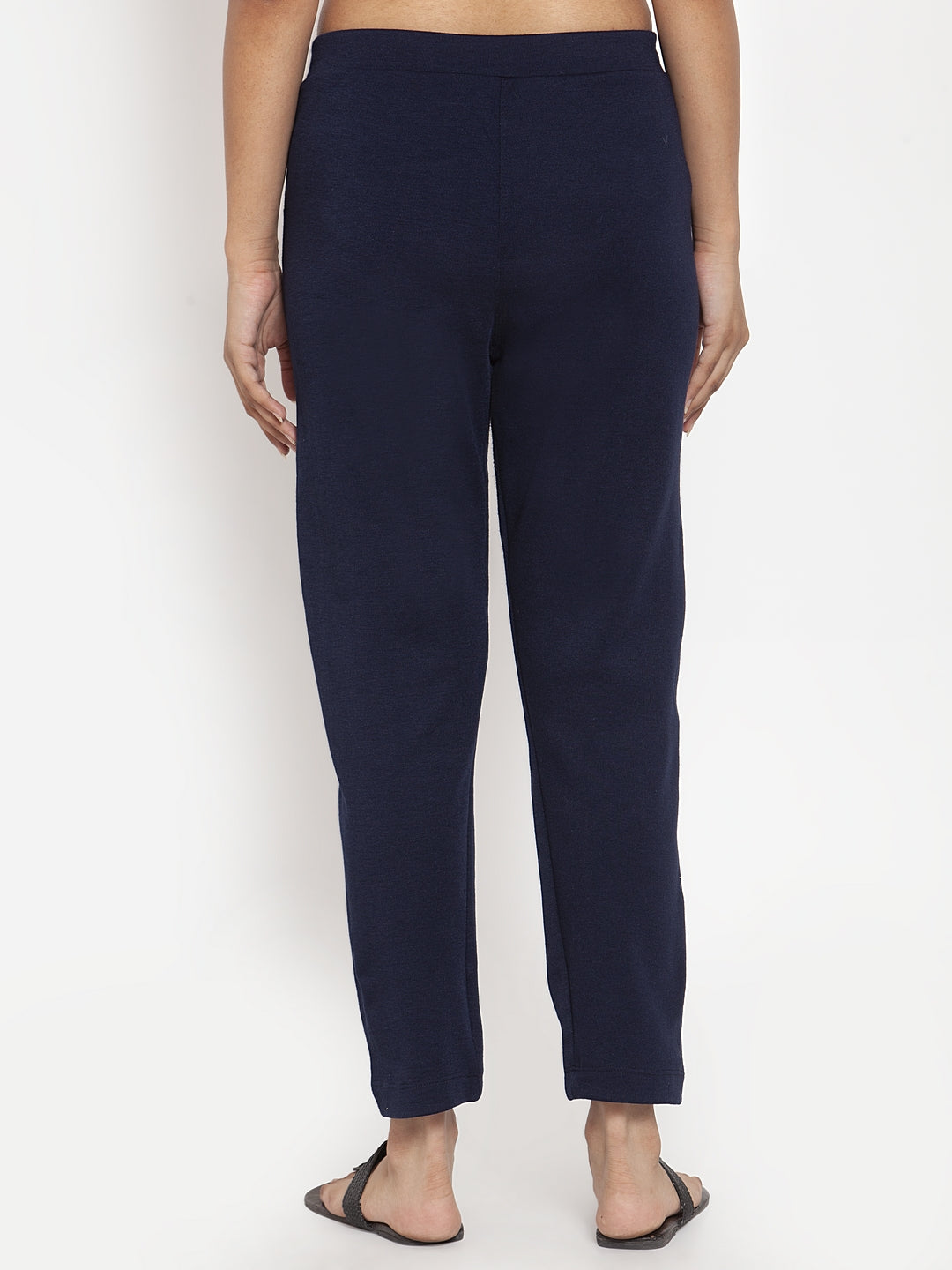 Navy Blue Woolen Pocket Pant