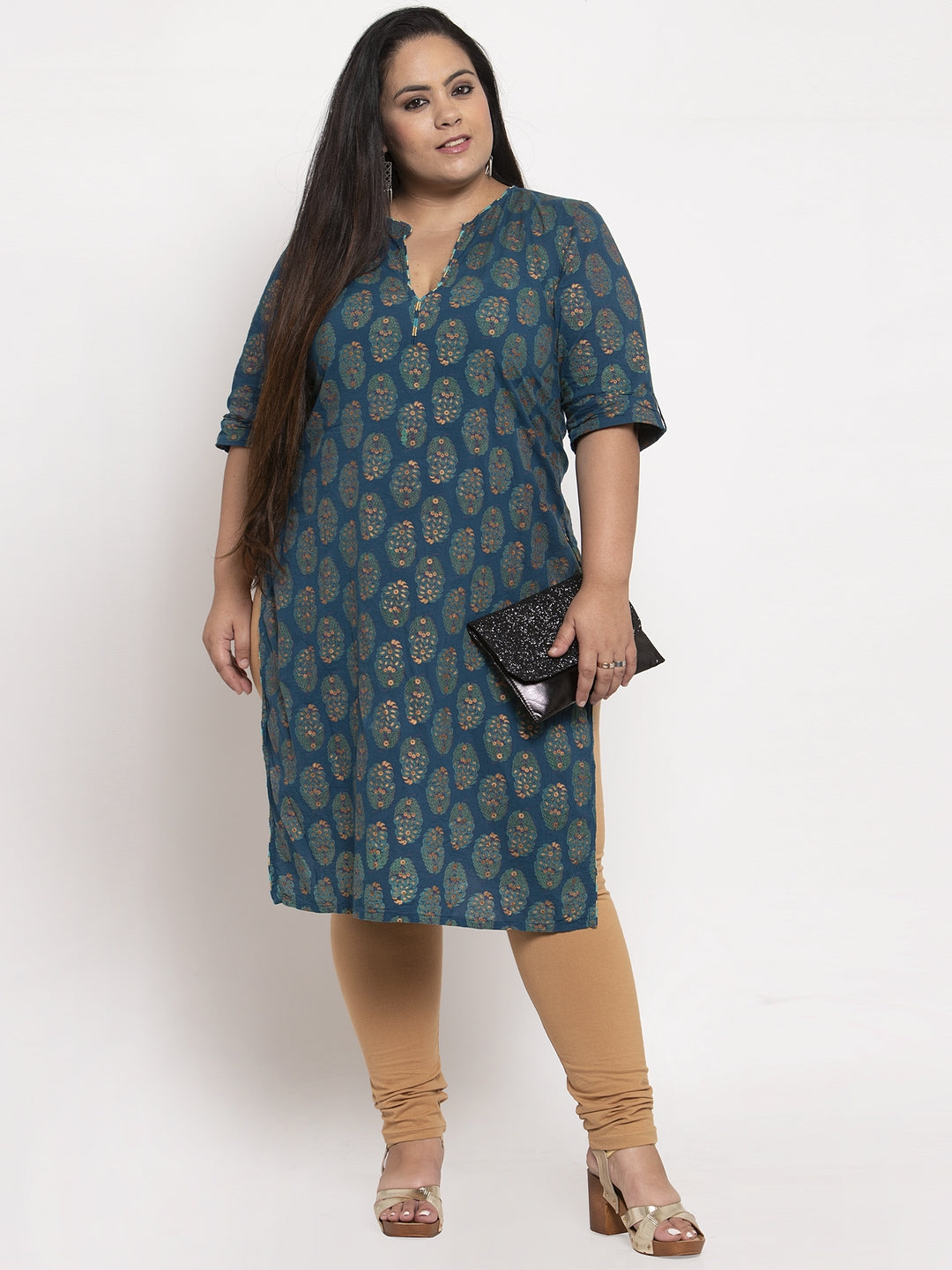 Dark Beige Ankle Length Plus Legging
