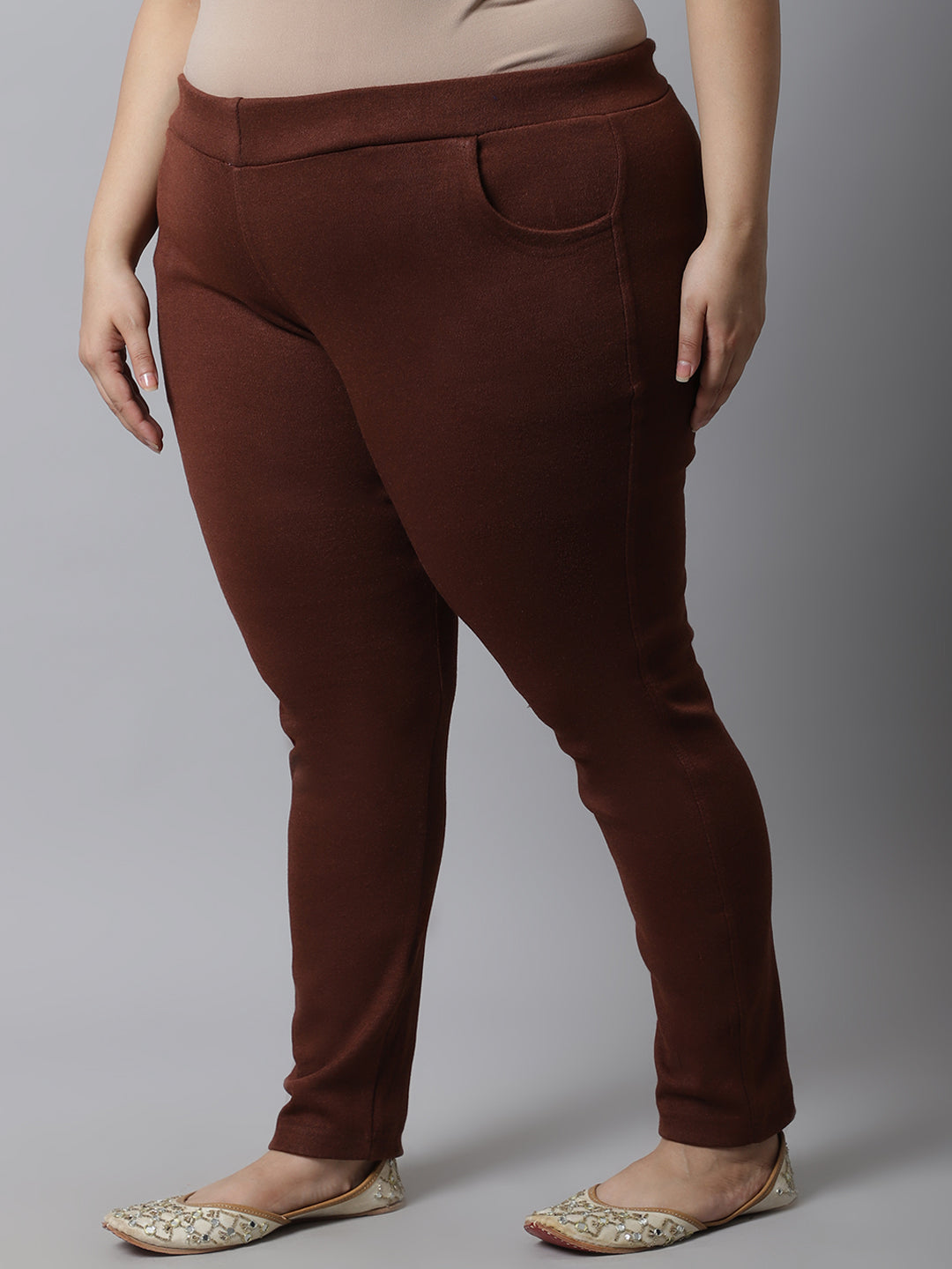 Brown Woolen Plus Pocket Pant