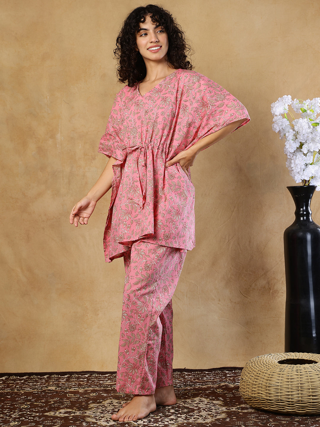 Gulabi Night Cotton Kaftan Set