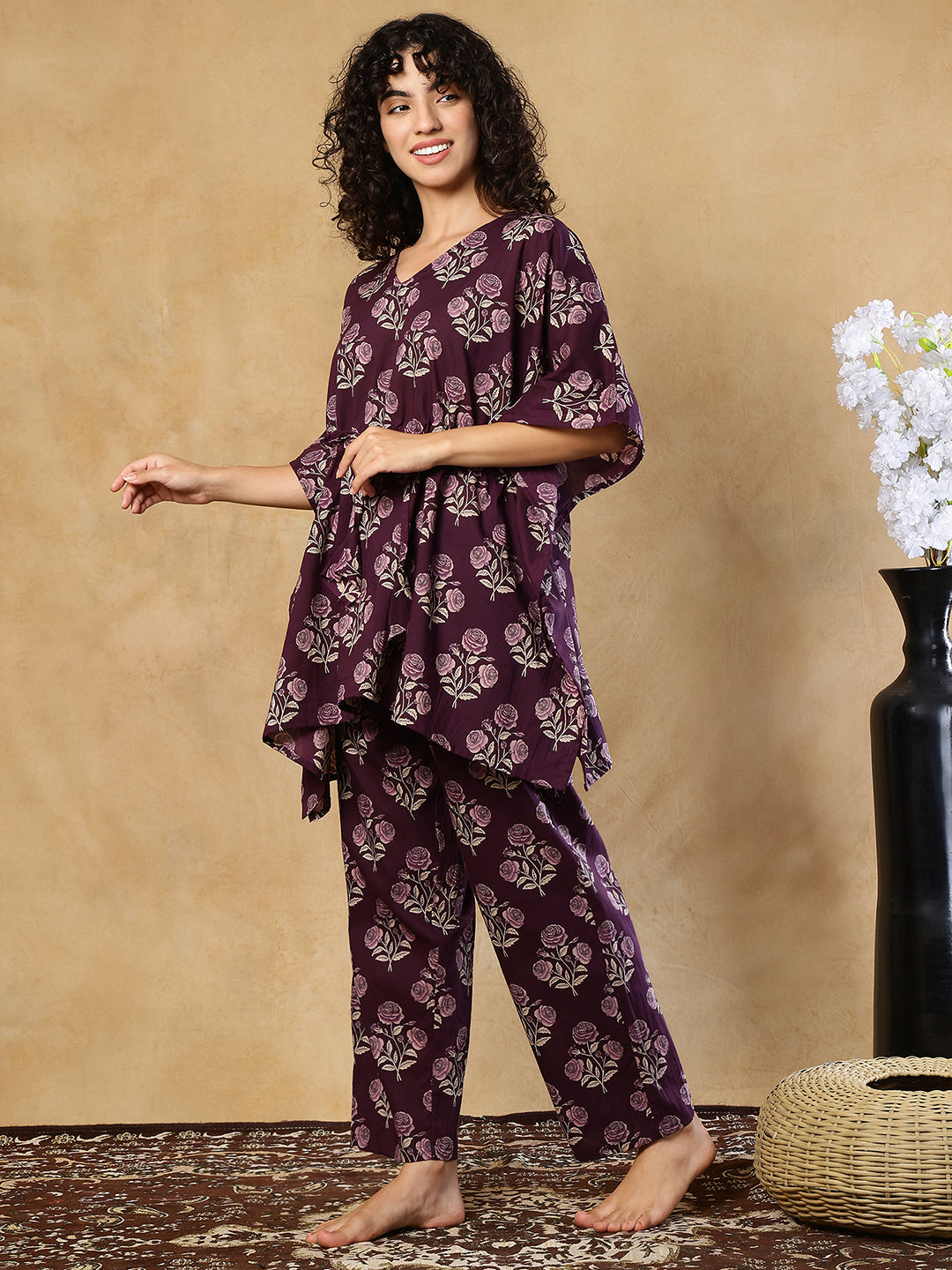 Kokum Booti Cotton Kaftan Set
