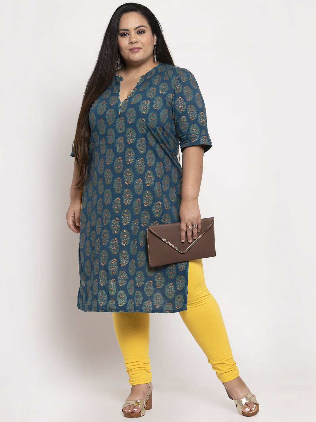 Yellow Ankle Length Plus Legging