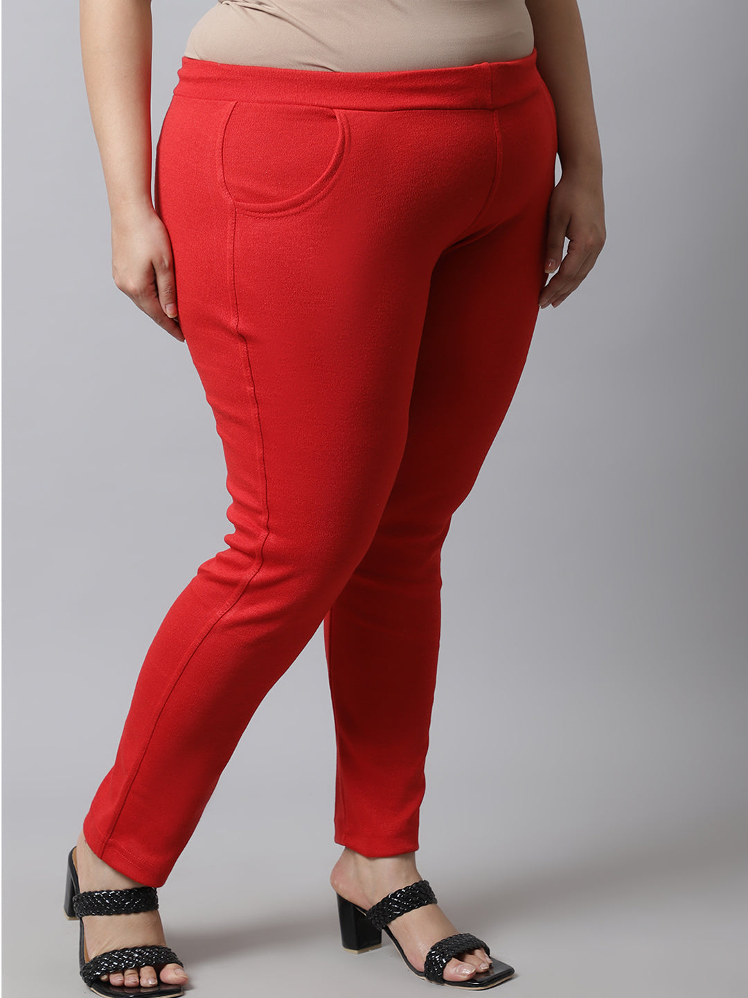 Red Woolen Plus Pocket Pant