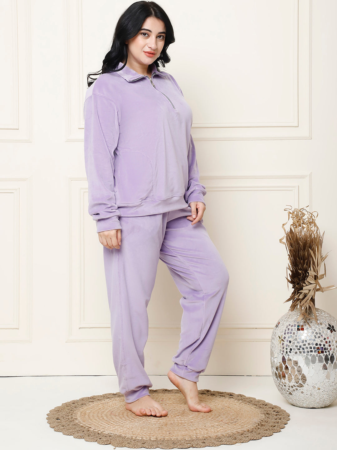 Lavender Velvet Zip Lounge Set