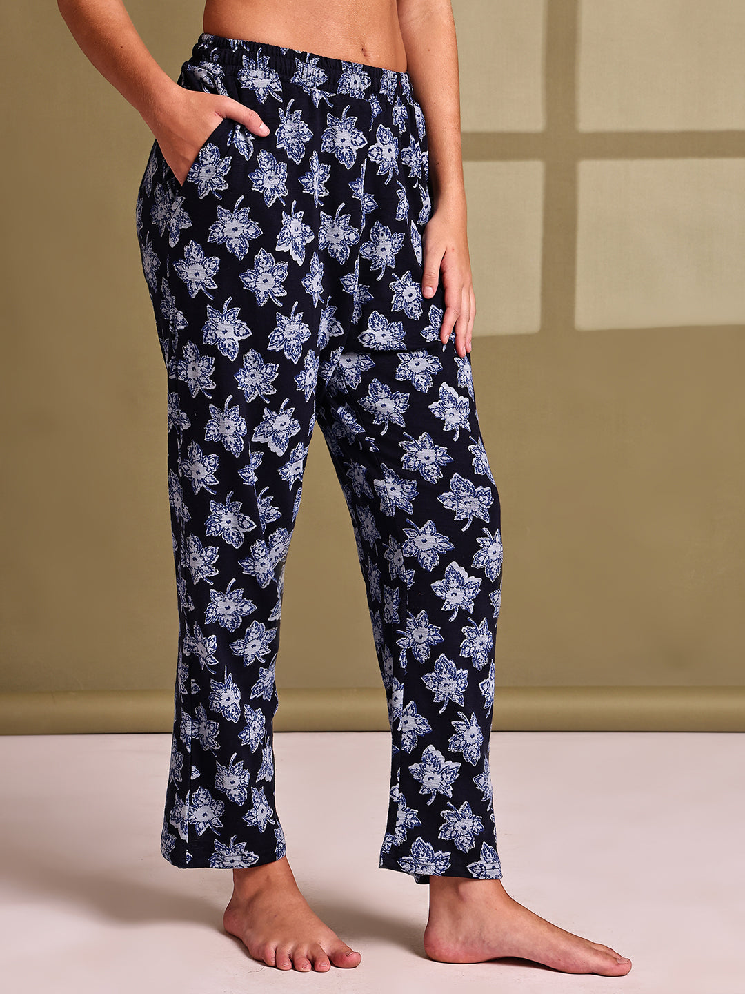 Nevy leaf Cotton Hosiery Lounge Pant