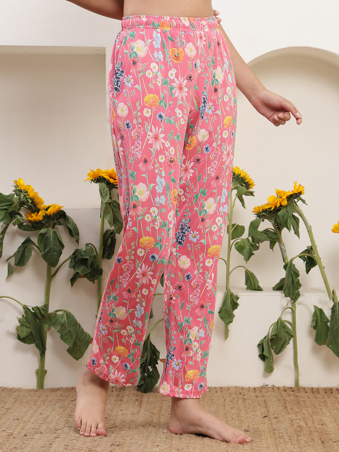 Pink Vineyard Printed Cotton Lounge Pant