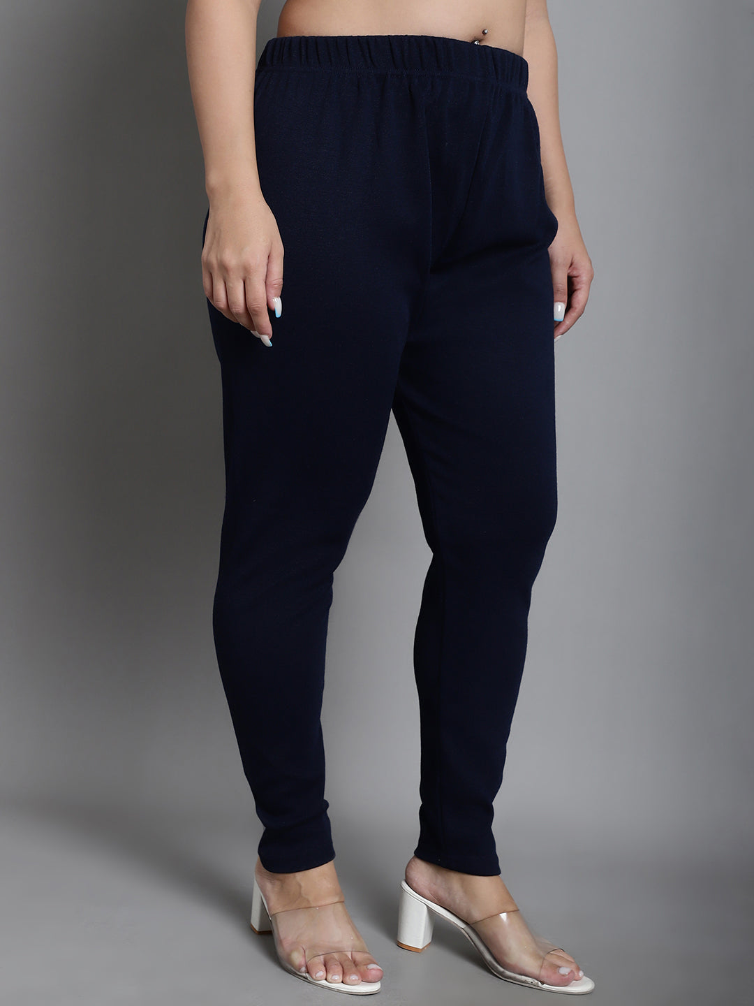 Navy Woolen Ankle-Length Plus Legging
