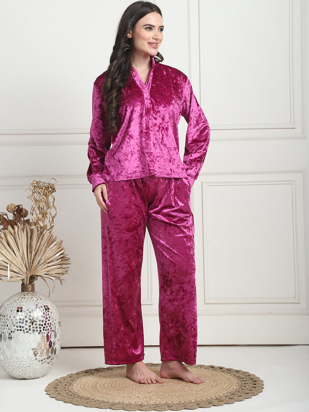 Metallic Pink Ice Velvet Lounge Set