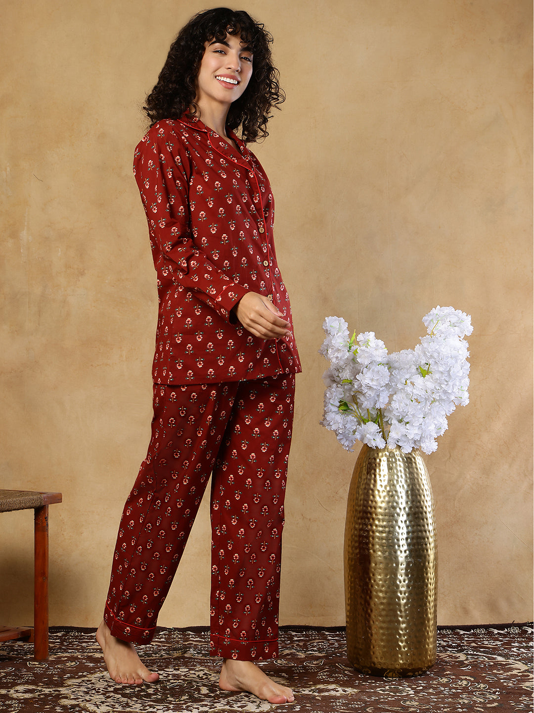 Noorie Booti Collar Night Suit