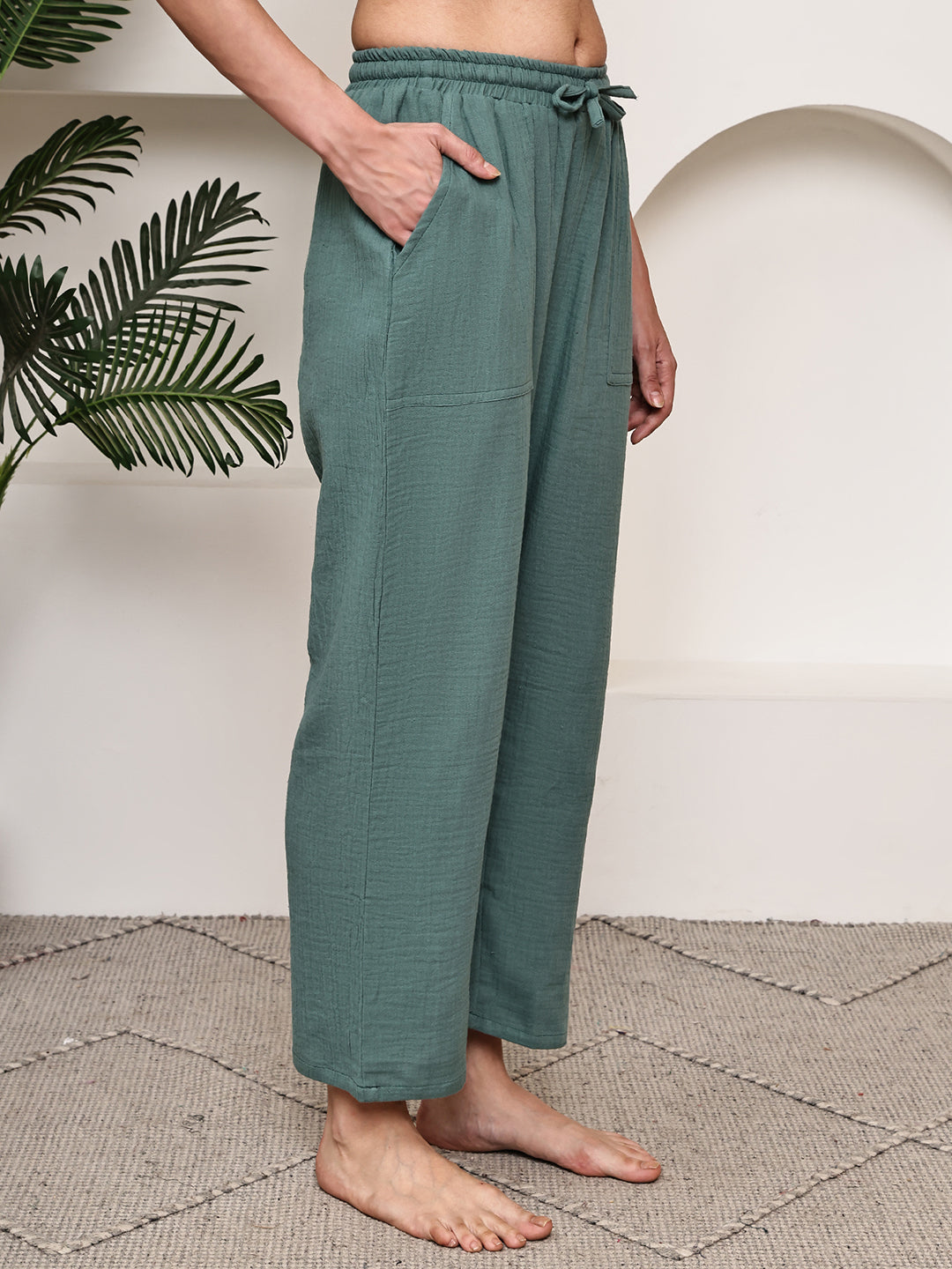 Dusty Green Double Cloth Lounge Pant