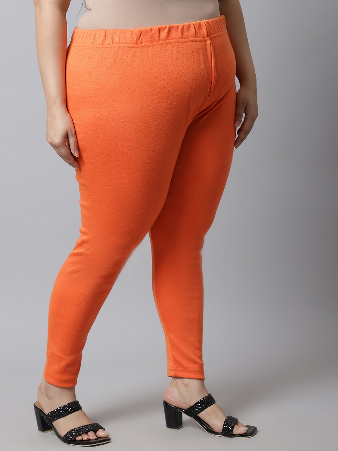 Orange Woolen Ankle-Length Plus Legging