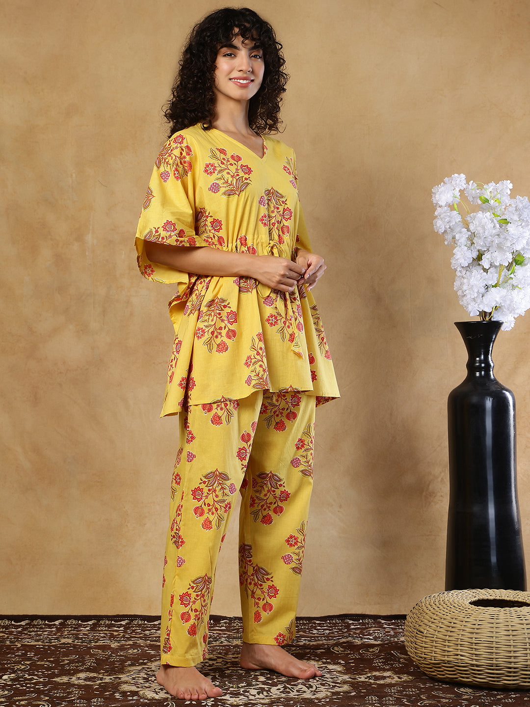 Genda Phool Cotton Kaftan Set