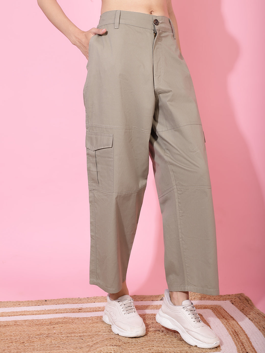 Sage Green High-Rise Utility Cargos