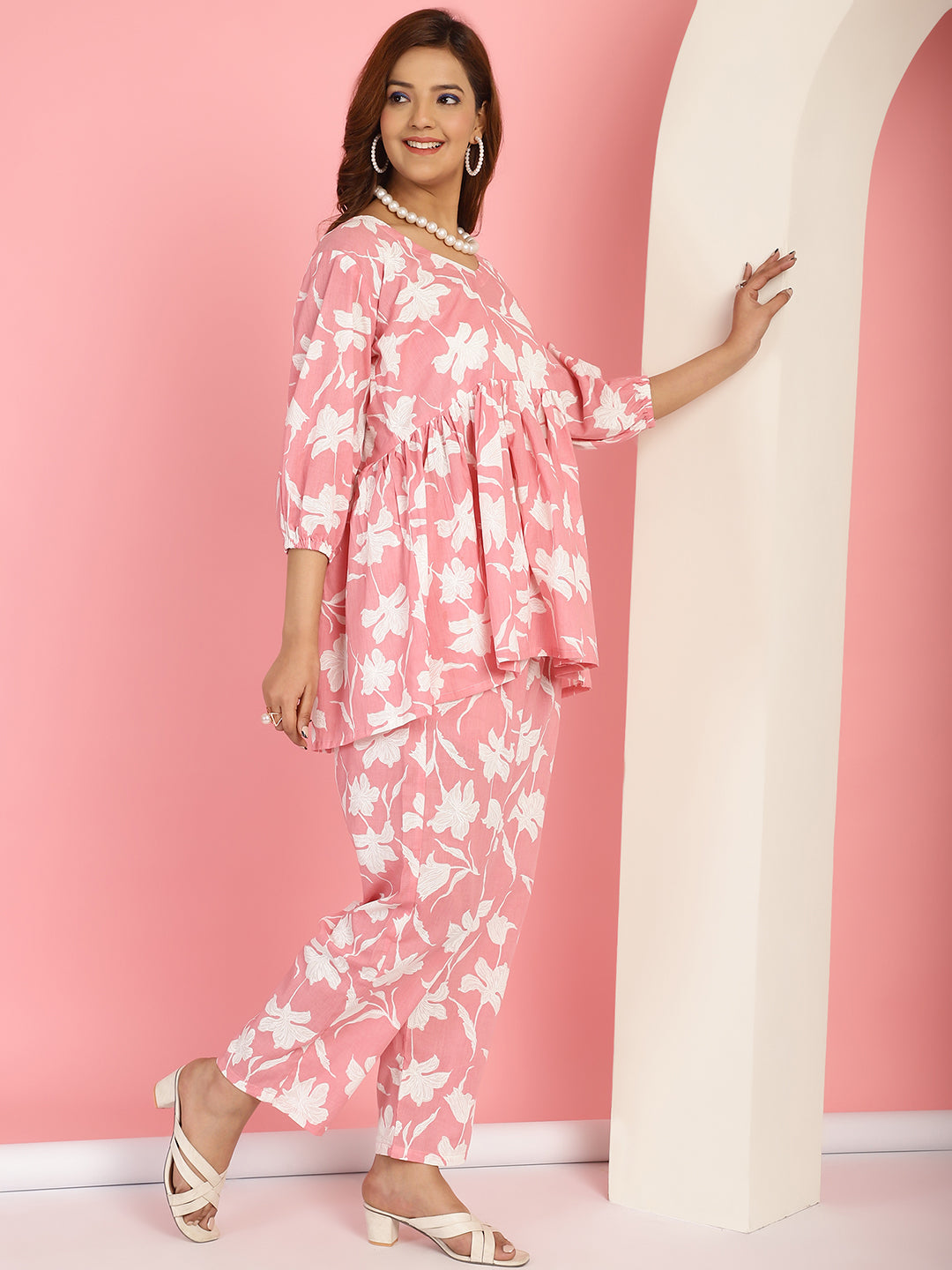Pastel Pink Floral Co-Ord Set