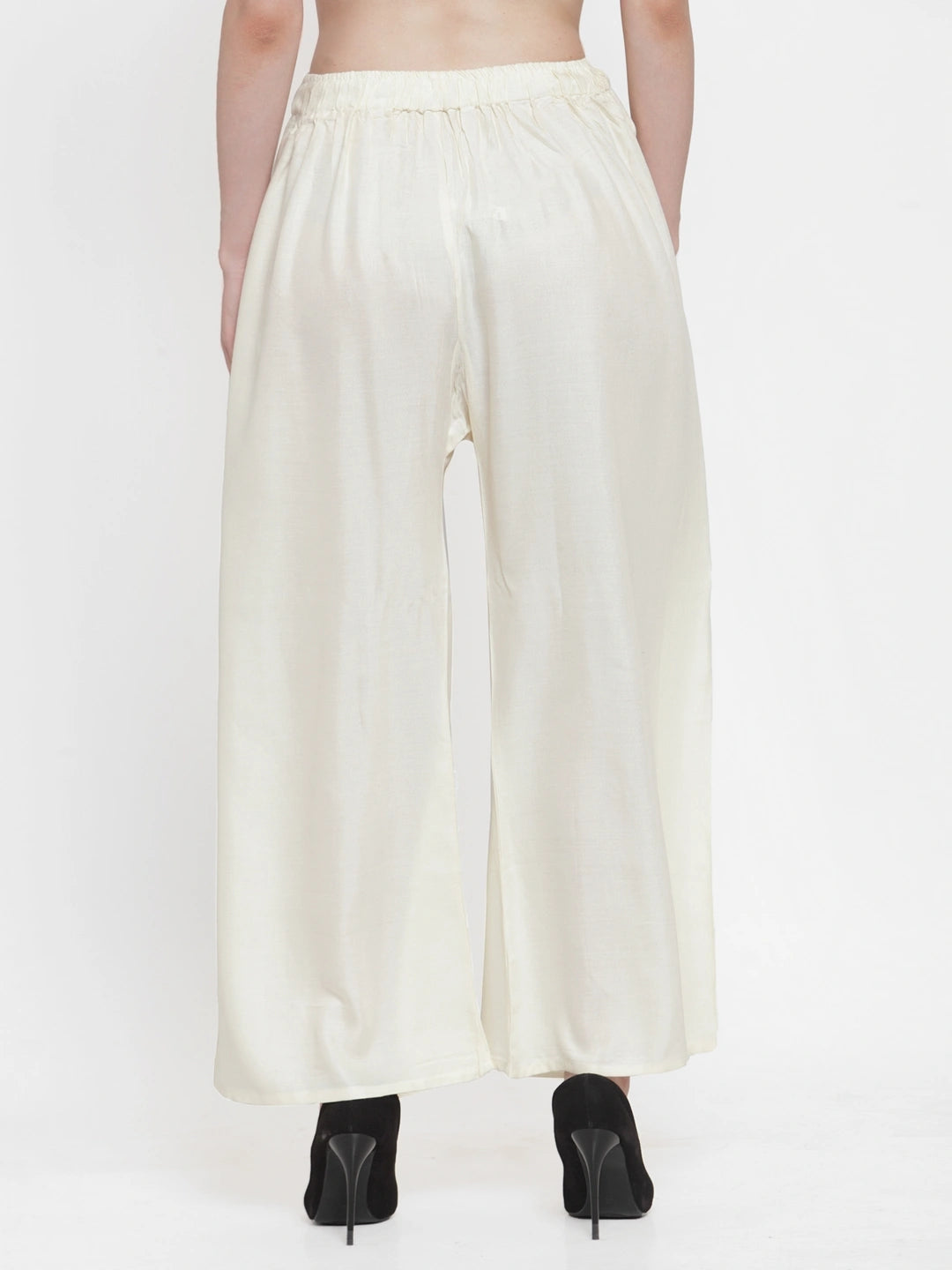Off White Solid Rayon Palazzo