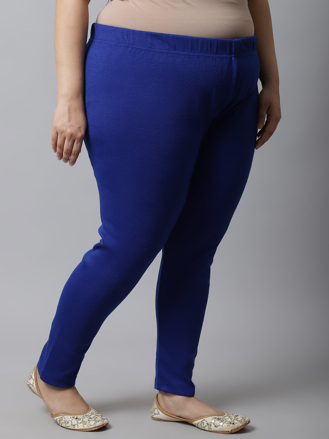 Royal Blue Woolen Ankle-Length Plus Legging