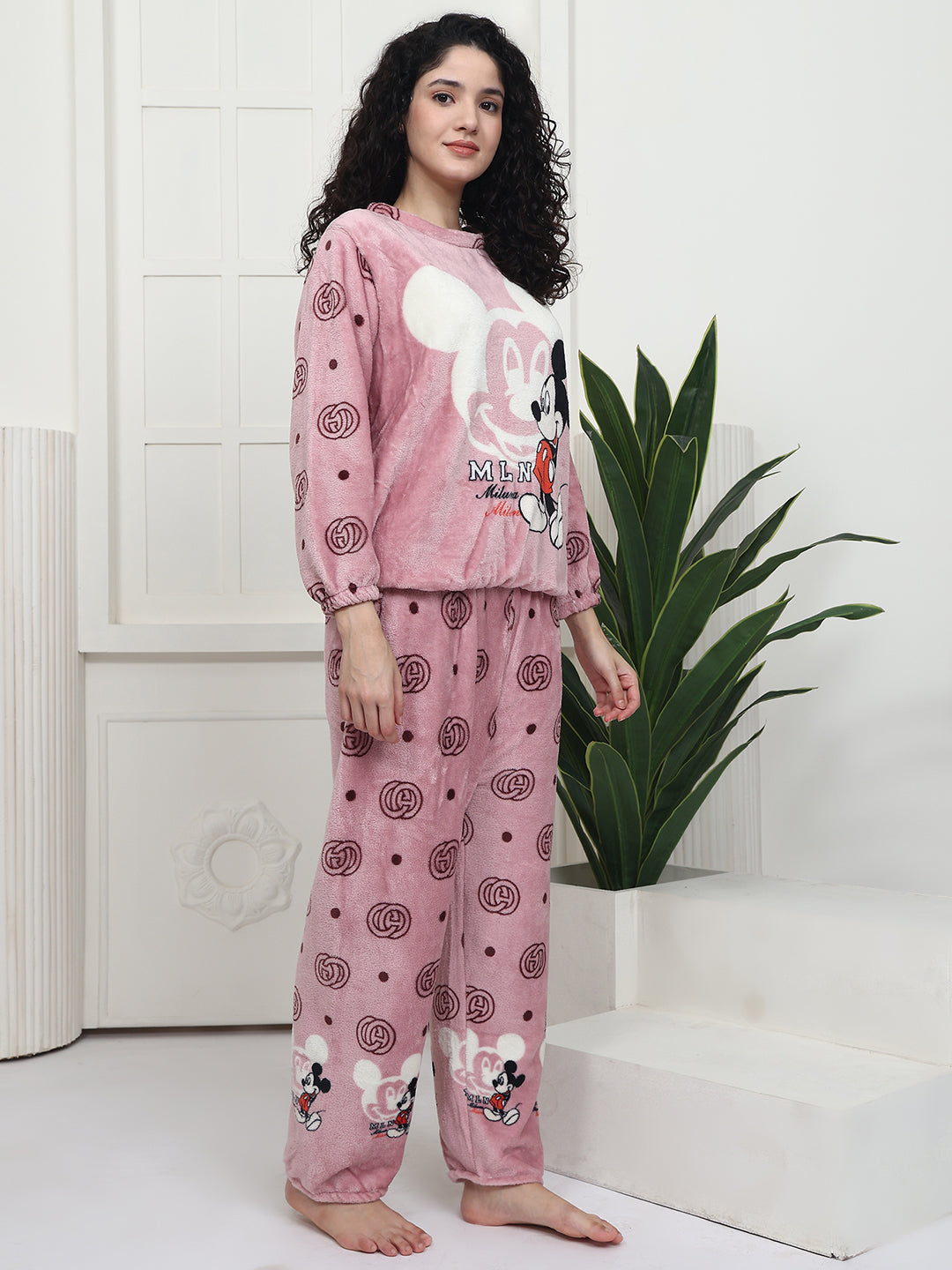 Pink Mickey Fur Winter Set