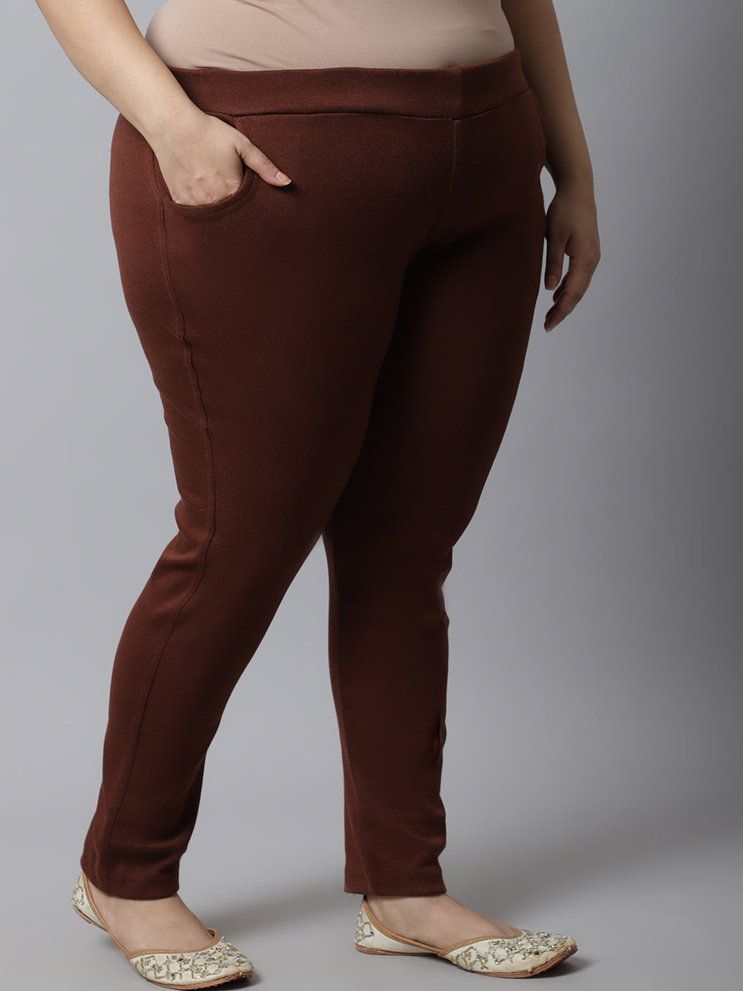 Brown Woolen Plus Pocket Pant