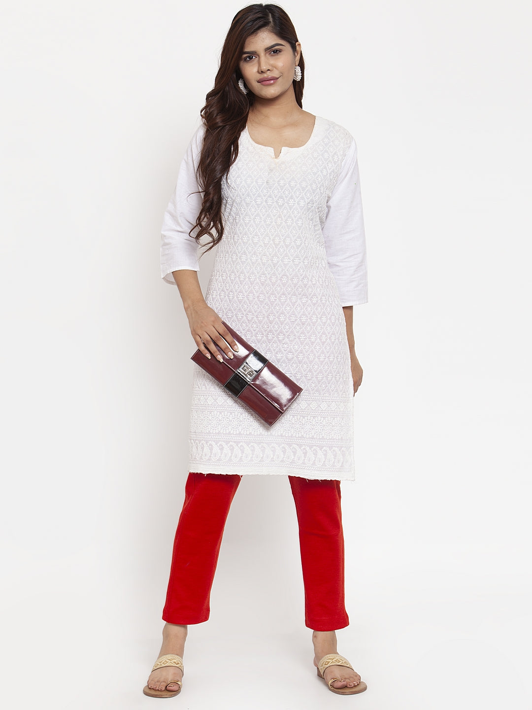 Red Woolen Pocket Pant