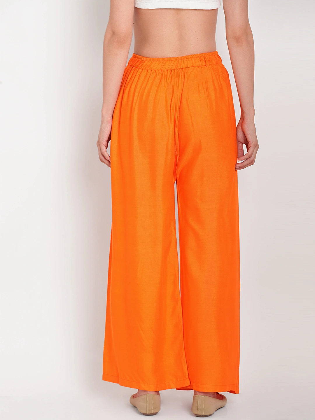 Orange Solid Rayon Palazzo