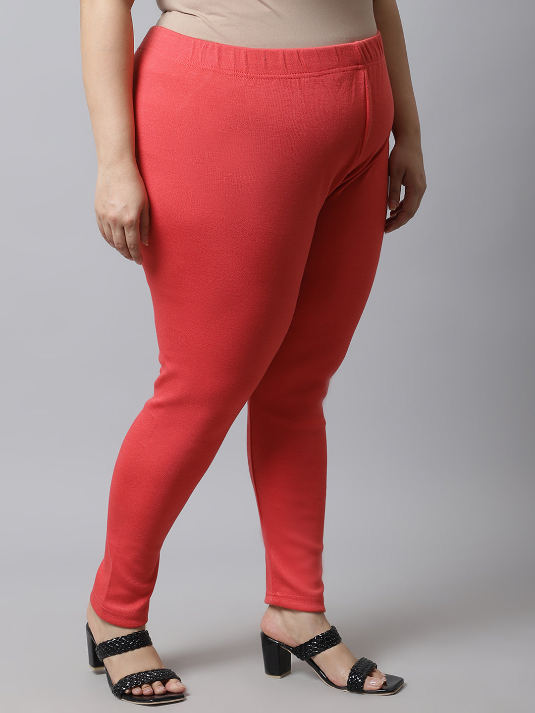 Peach Woolen Ankle-Length Plus Legging