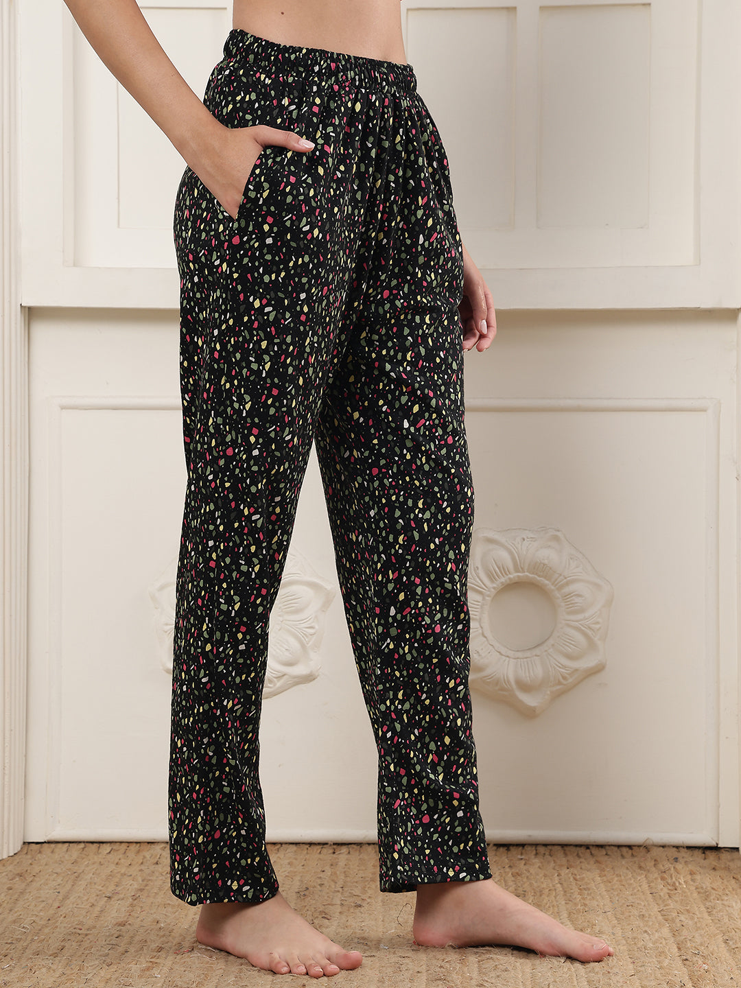 Multi Color Splash Printed Cotton Lounge Pant