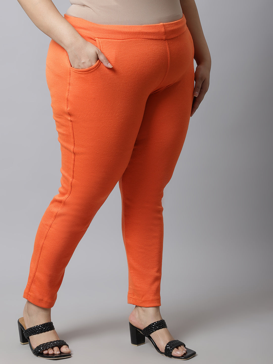 Orange Woolen Plus Pocket Pant