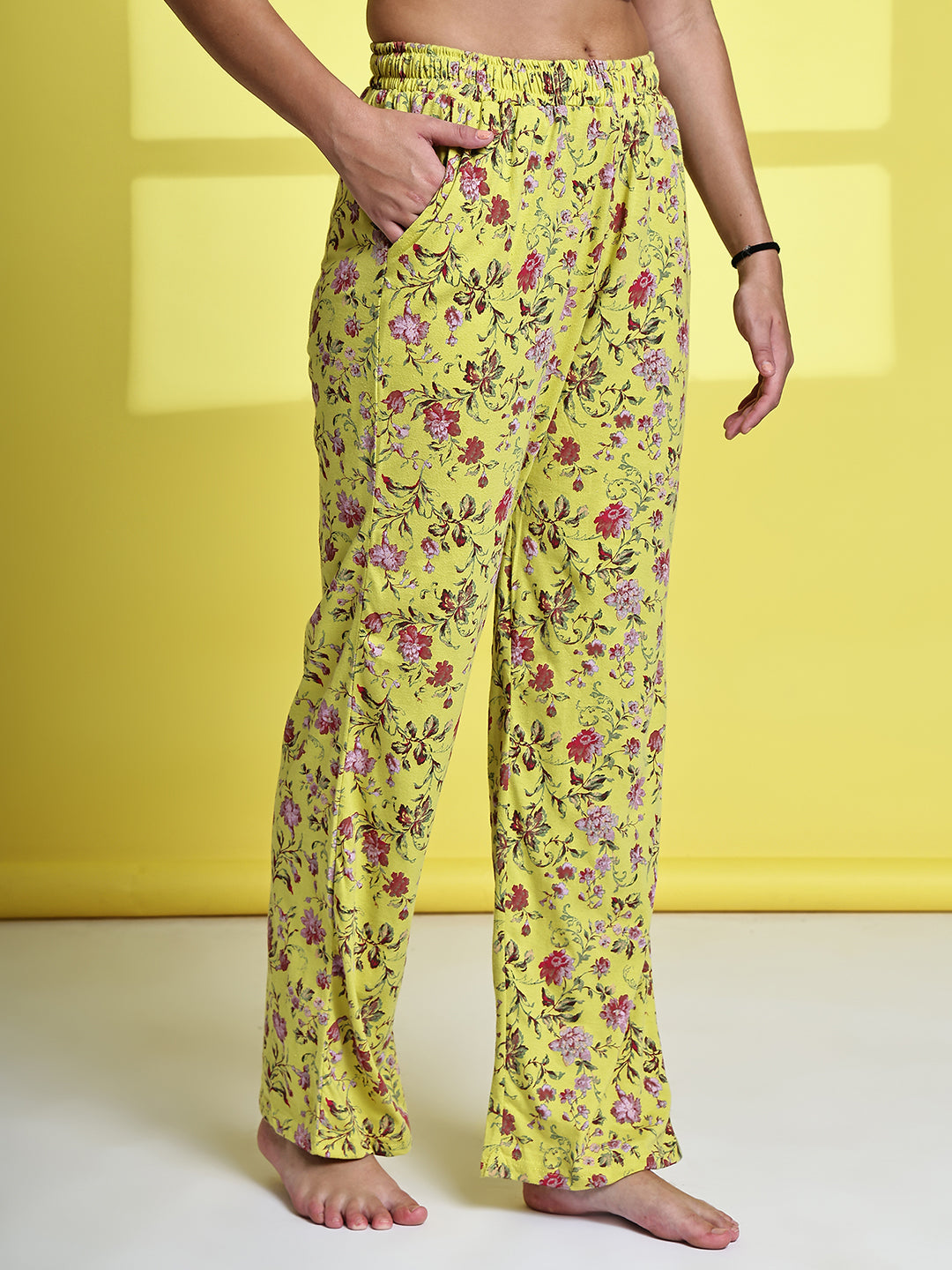 Yellow Jaal Cotton Hosiery Lounge Pant