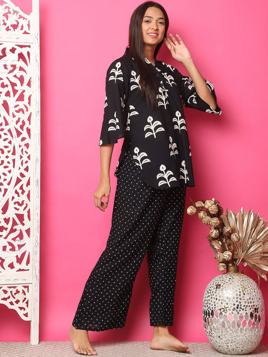 Black Flower Block Co-Ord Set
