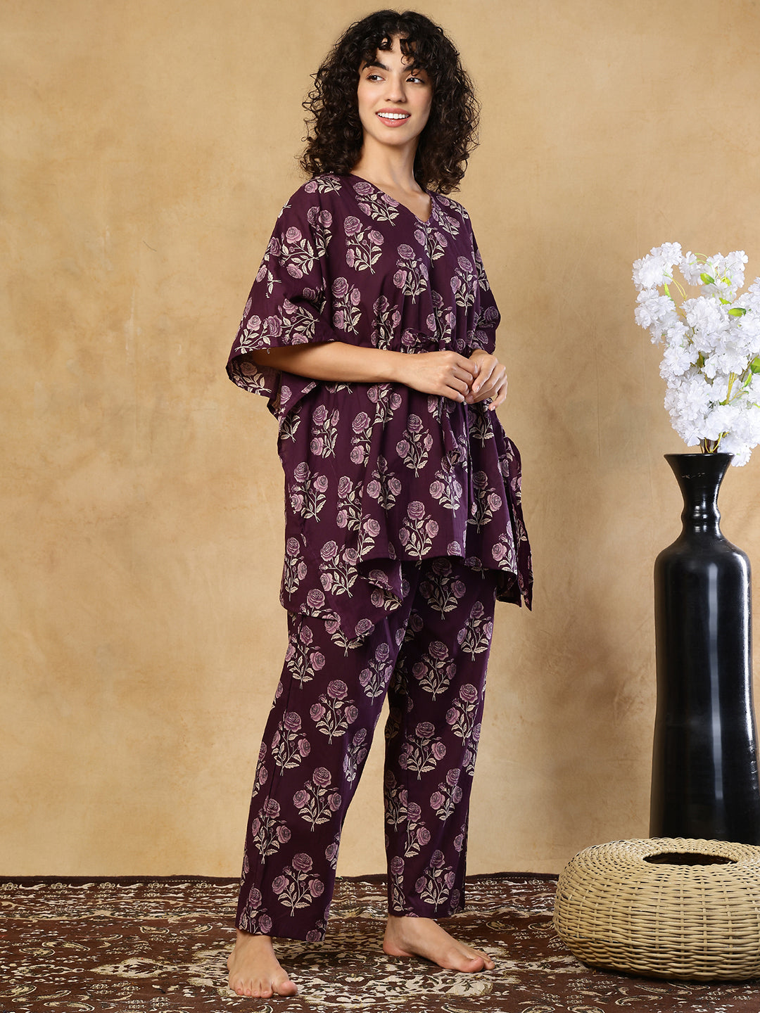 Kokum Booti Cotton Kaftan Set