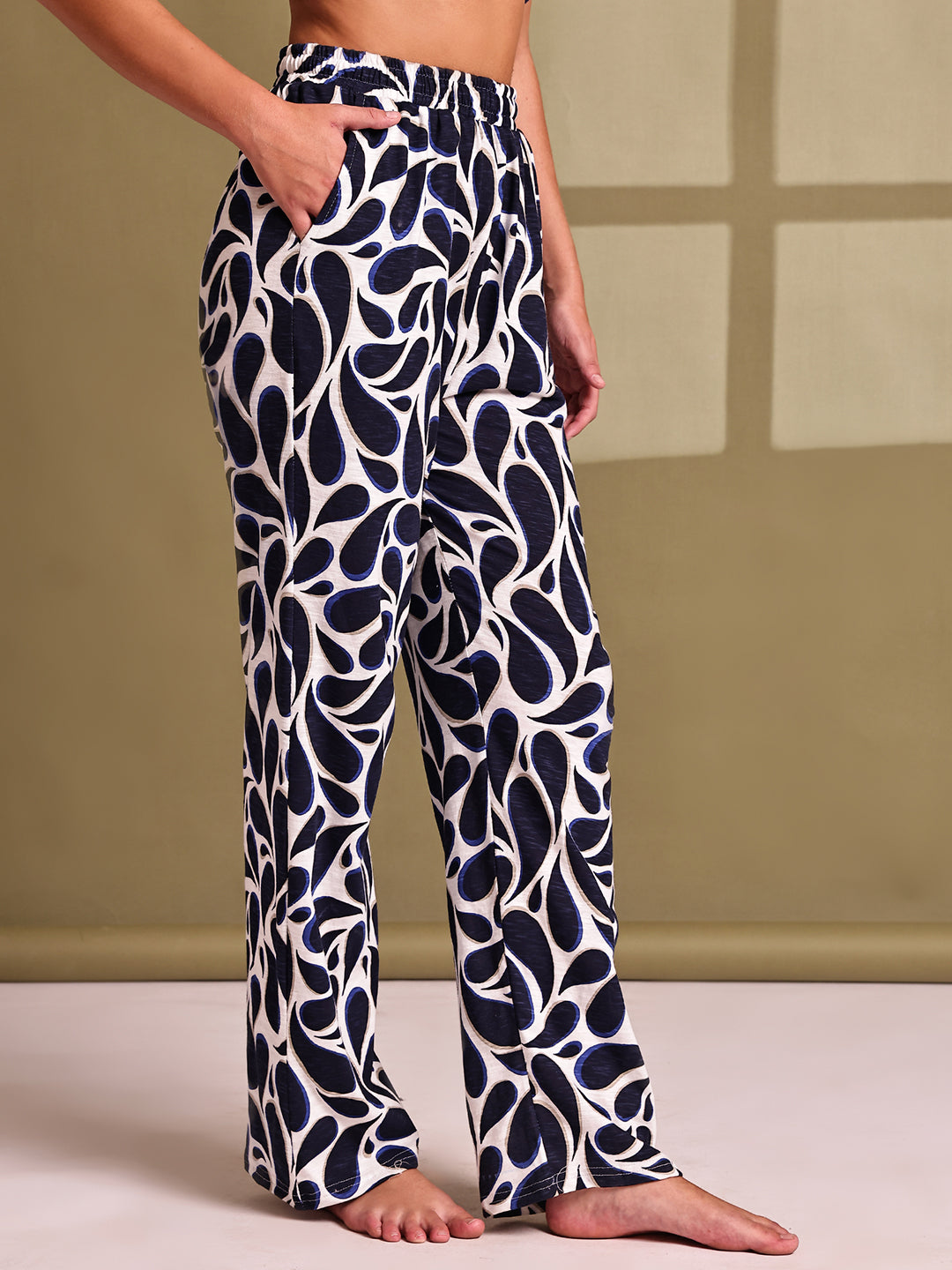 Navy Drop Cotton Hosiery Lounge Pant