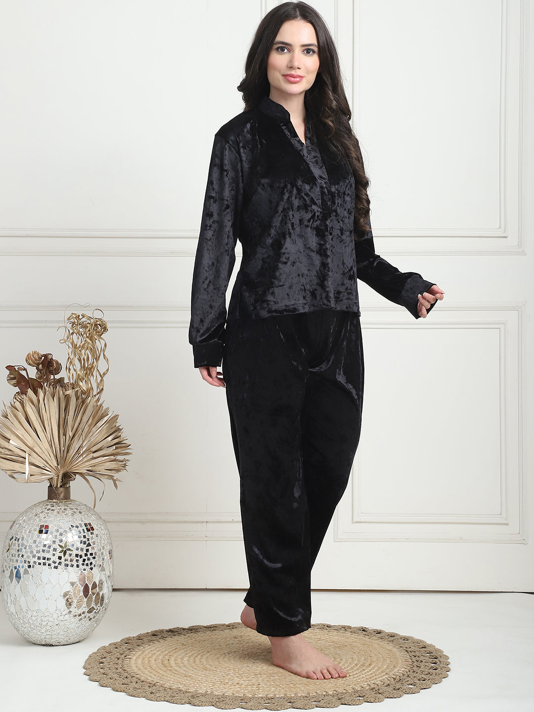 Metallic Black Ice Velvet Lounge Set