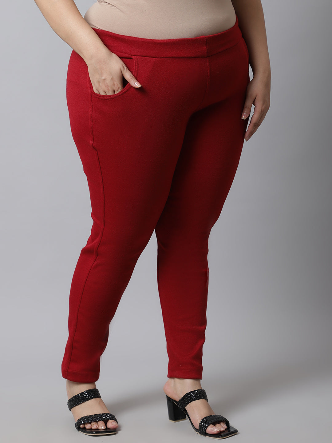 Maroon Woolen Plus Pocket Pant