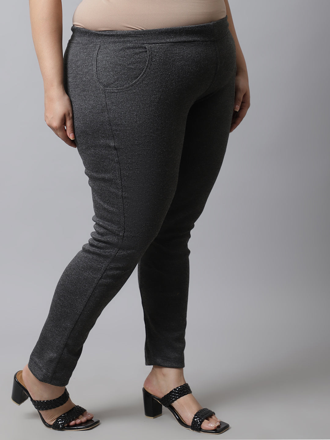 Dark Grey Woolen Plus Pocket Pant