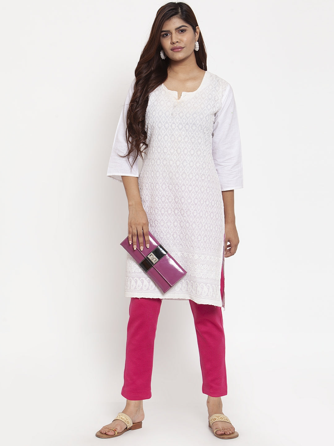 Dark Pink Woolen Pocket Pant