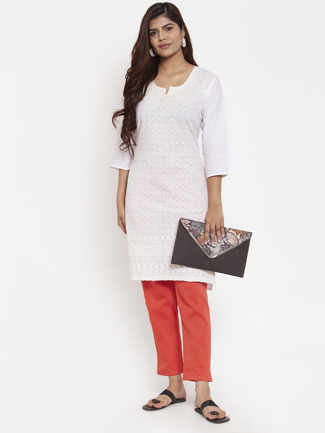Coral Pink Woolen Pocket Pant