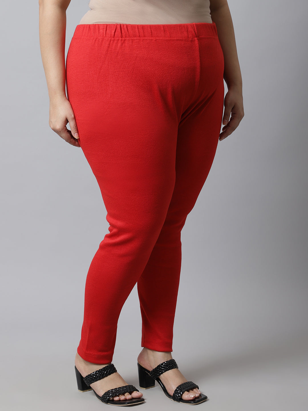 Red Woolen Ankle-Length Plus Legging