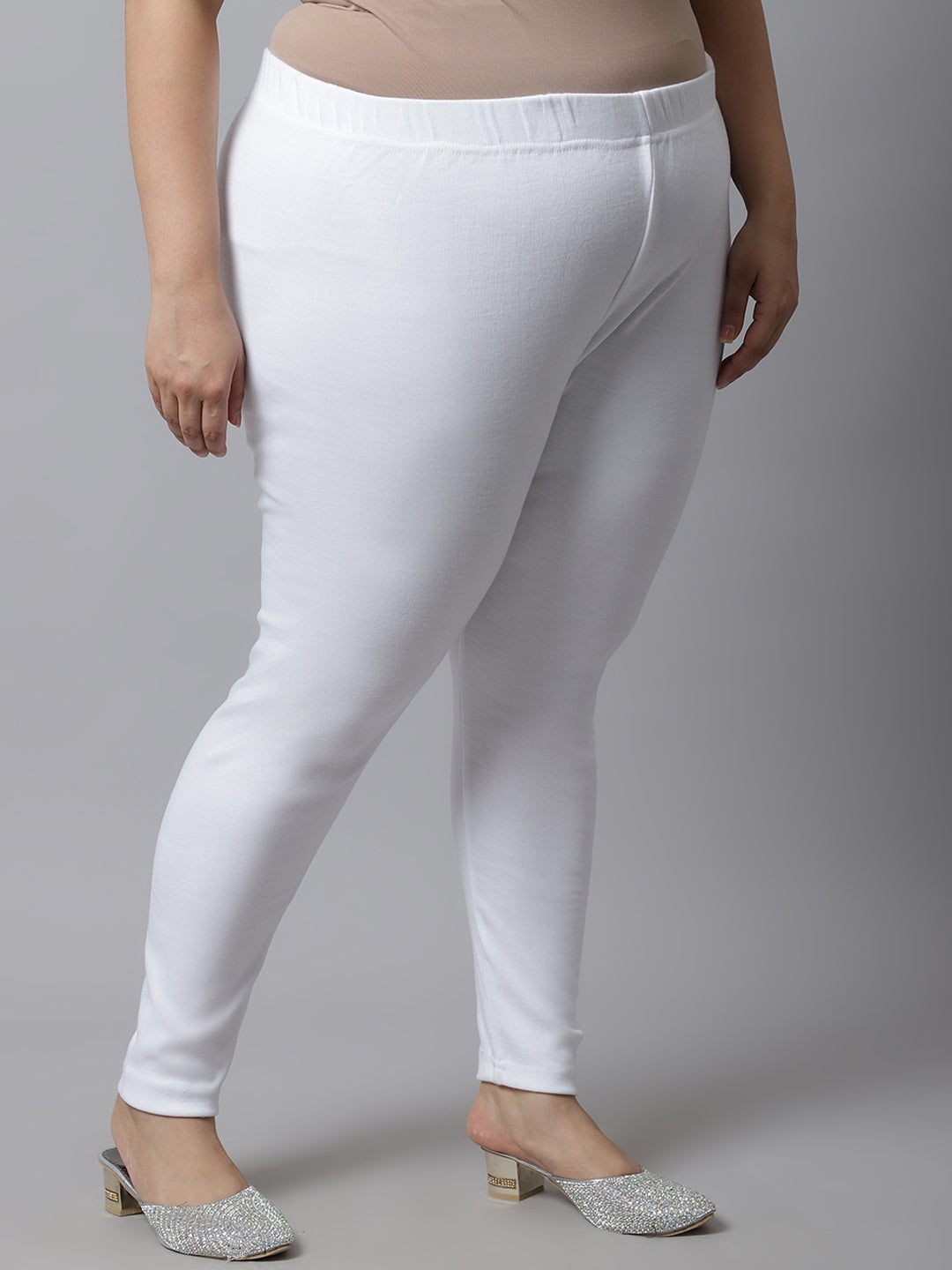 White Woolen Ankle-Length Plus Legging