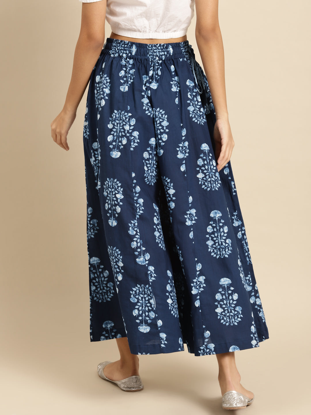 Indigo Mughal Boota Cotton Kali Palazzo